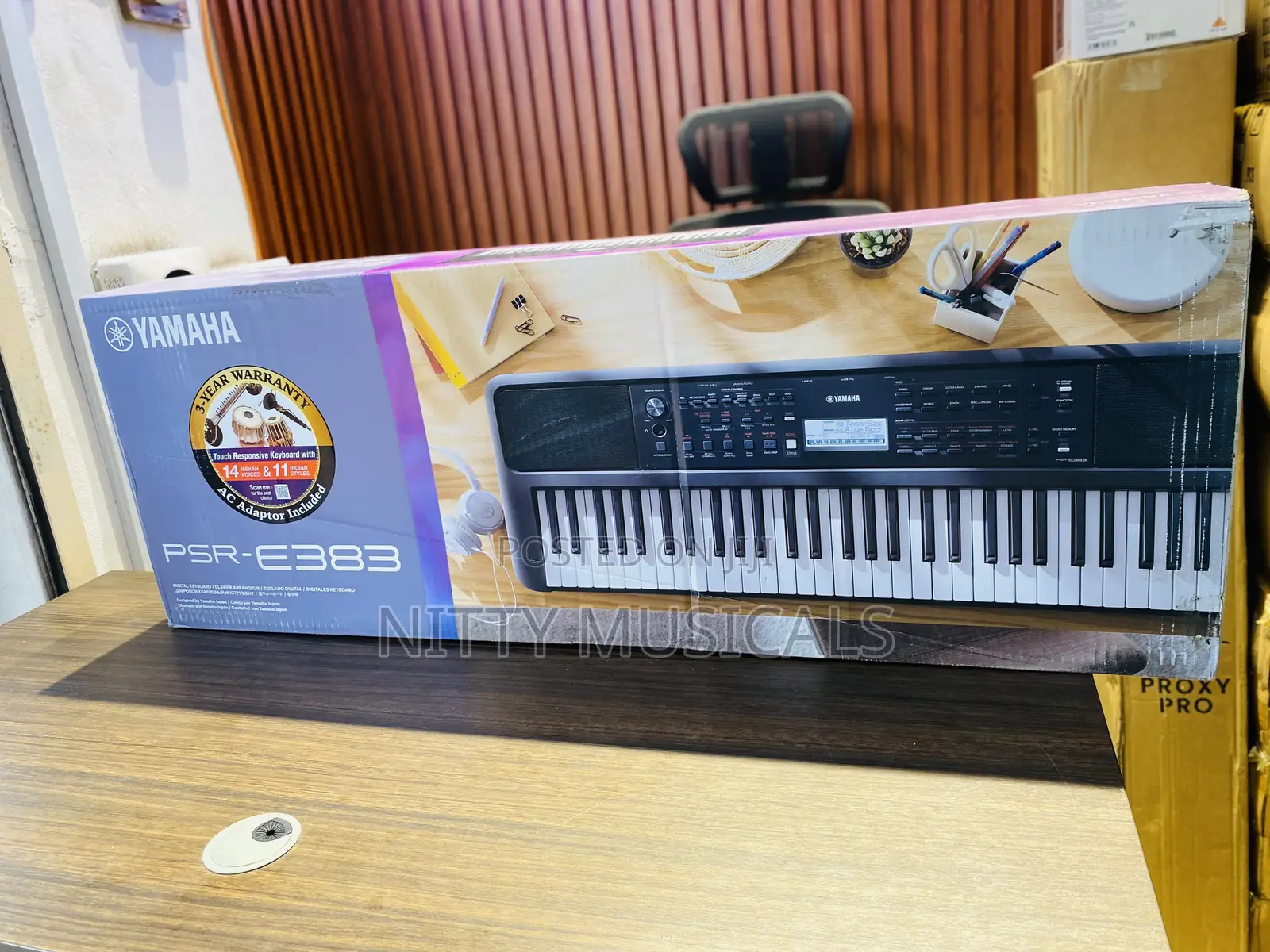 Yamaha PSR-E383 Portable Electronic Keyboard With Adapter