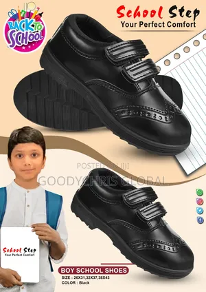 School Shoes for Boys-Black + Plus Free White Socks