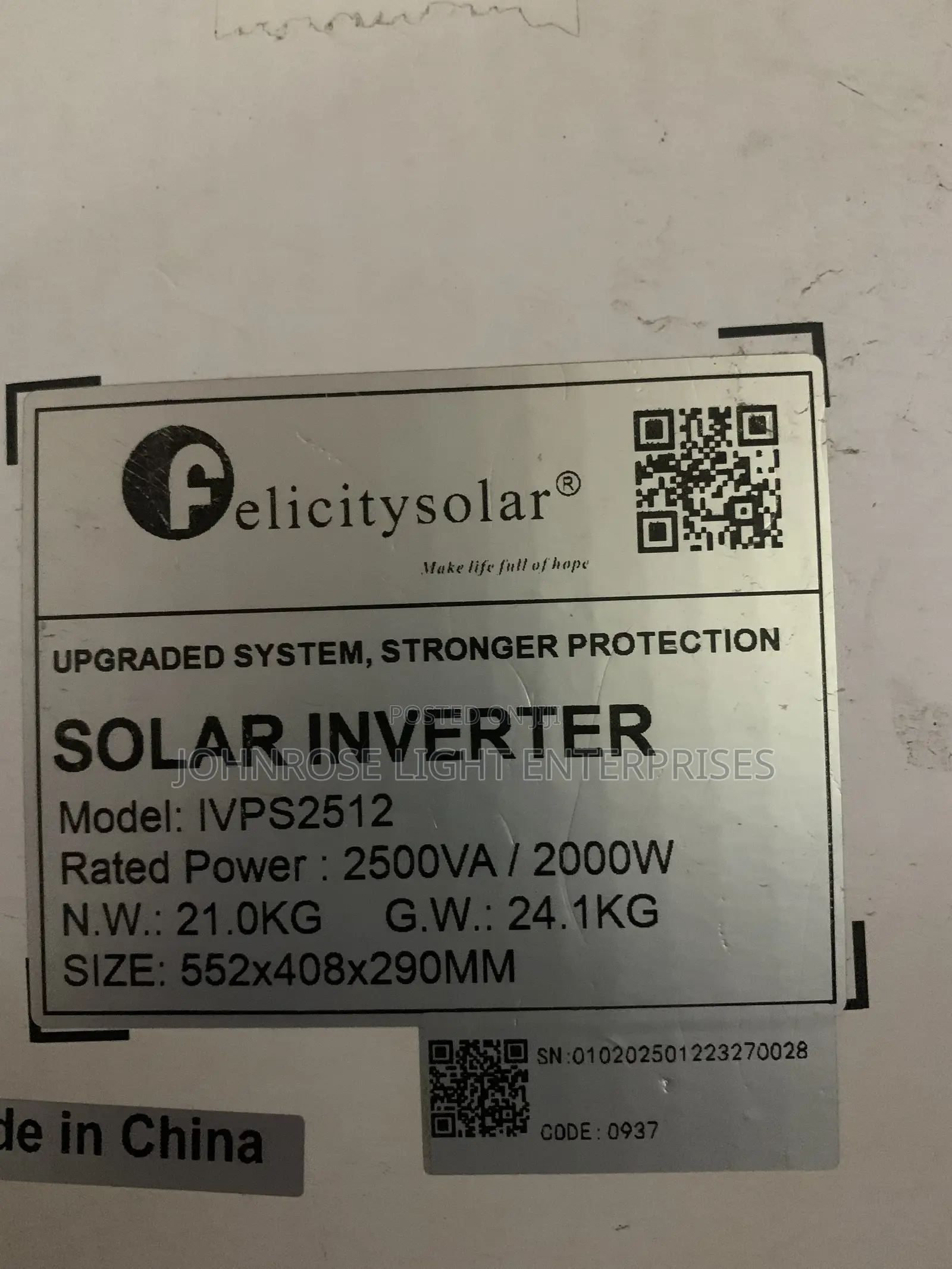 Felicity Inverter 2.5kva Ivps 12v