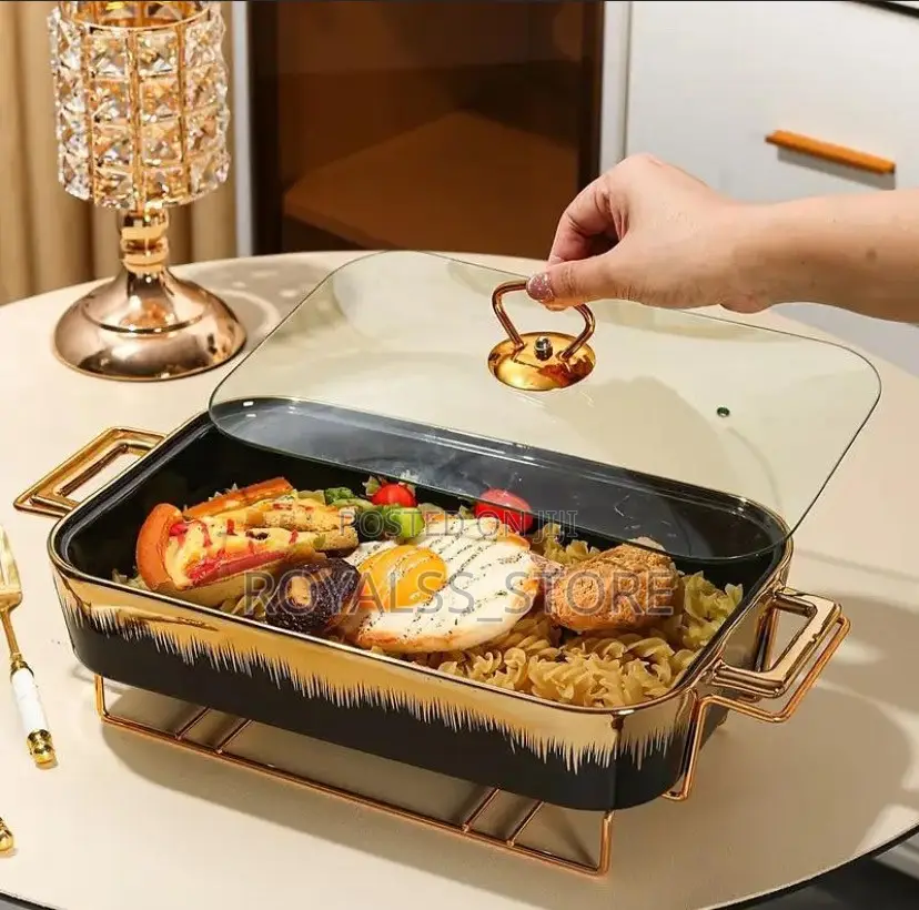 3pcs Luxury Ceramic Food Warmer Chafing Dish Set