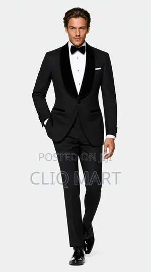 Black Tuxedo With Velvet Accents – Jacket With Emerald Green Pocket