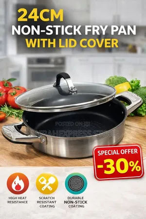 24cm Quality Non-Stick Fry Pan With Lid Cover