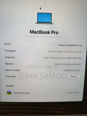 Laptop Apple MacBook Pro 2018 16GB Intel Core i5 SSD 256GB