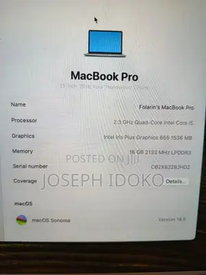 Laptop Apple MacBook Pro 2018 16GB Intel Core i5 SSD 256GB