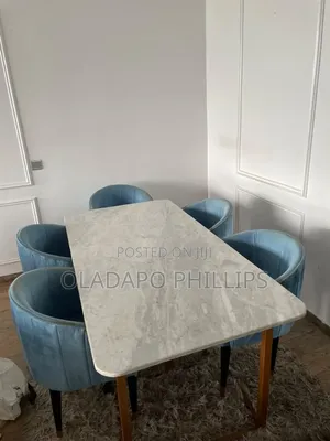 Used Mable Dinning Table, TV Console and a Shelf for Sale