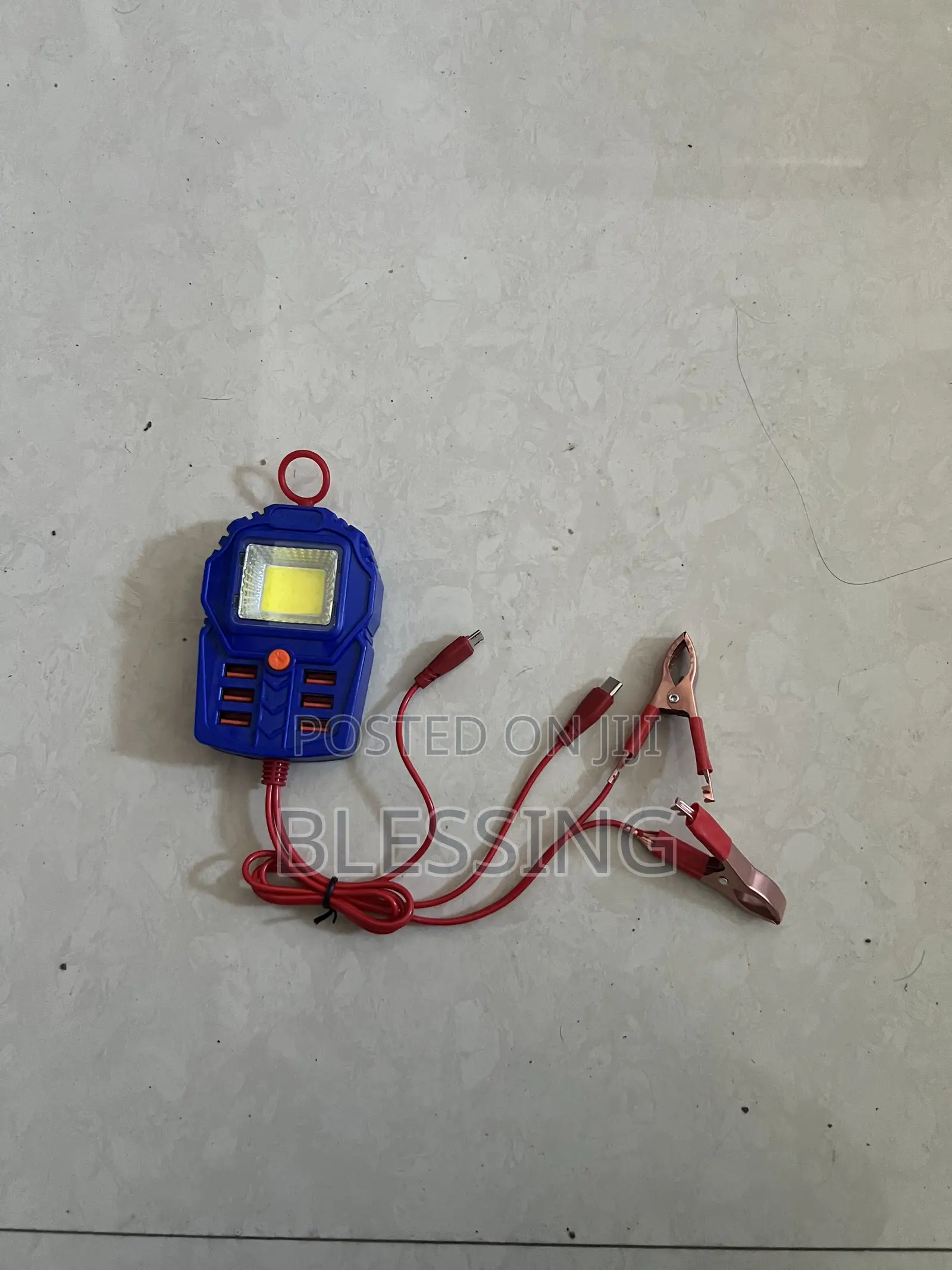 6-in-1 USB Charger With LED Light Battery Clips