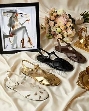 Zara T-Strap Flat Sandals With Buckle - Cut-Out Cage Sandals