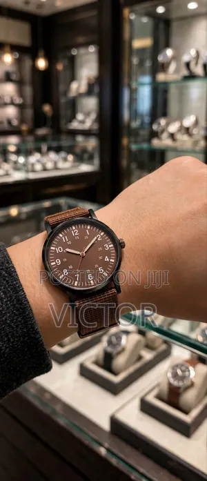Men's Brown Field Wristwatch With Brown Canvas Strap