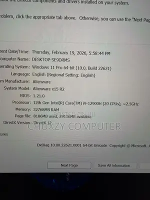 Laptop Alienware X15 r2 32GB Intel Core i9 SSD 2T