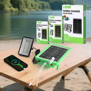 Portable Solar Phone Charger With LED Light 5-in-1 Charging Cable