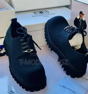 Unisex Black Chunky Lace-Up Loafers, Stylish Casual Lug Sole Shoes
