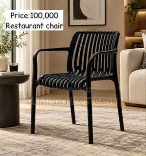 ⁠Modern Minimalist Dining Accent Armchair – Black⁠