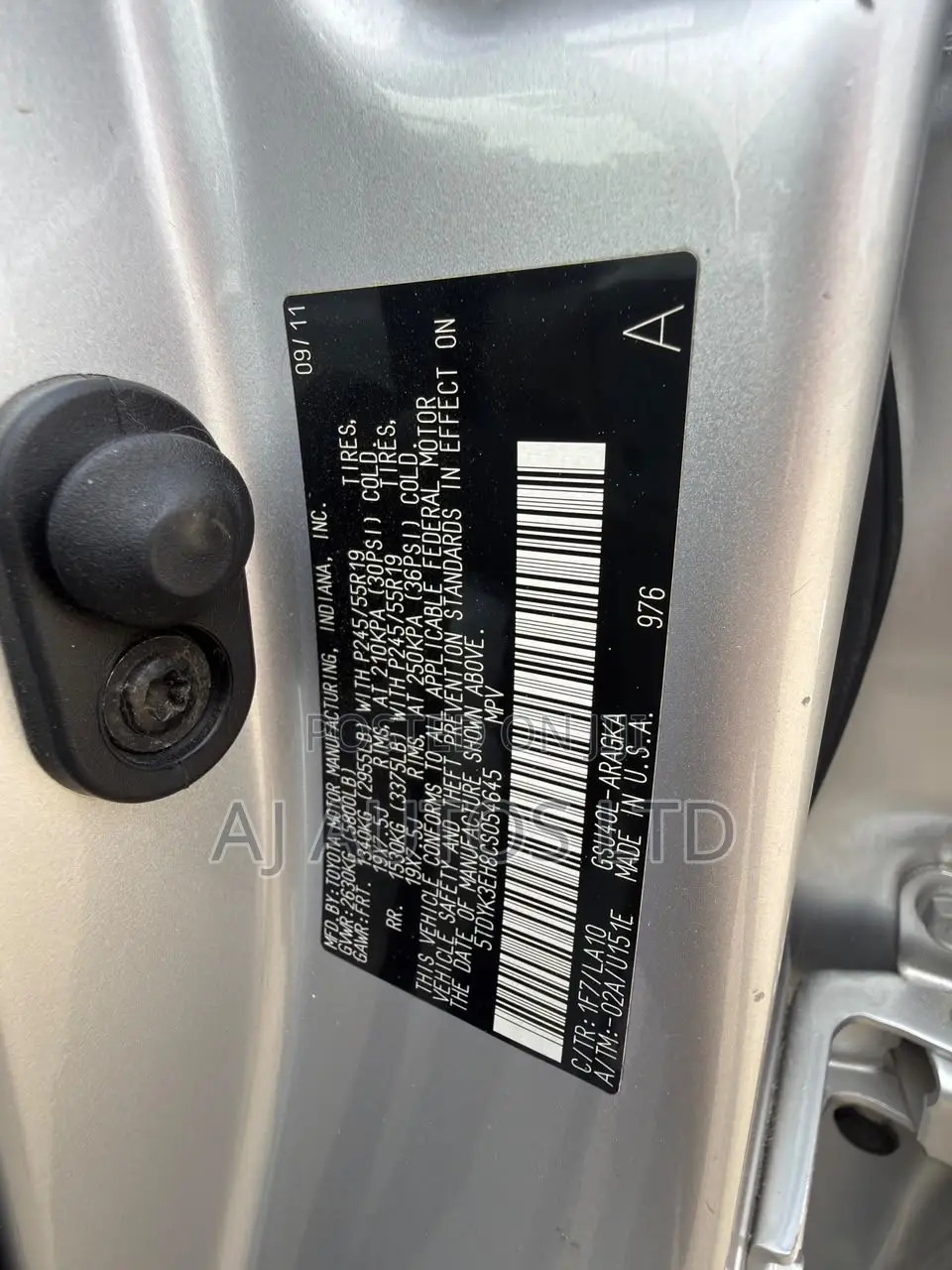 Toyota Highlander Limited 2012 Silver