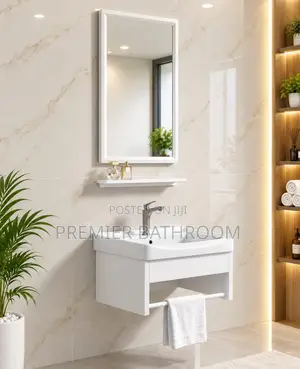 White Small Basin With Mirror