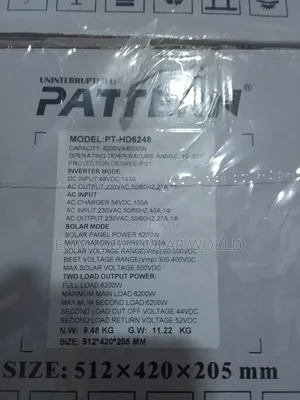 PATTERN SOLAR Hybrid Inverter 6.2kva 48v Non Parallel
