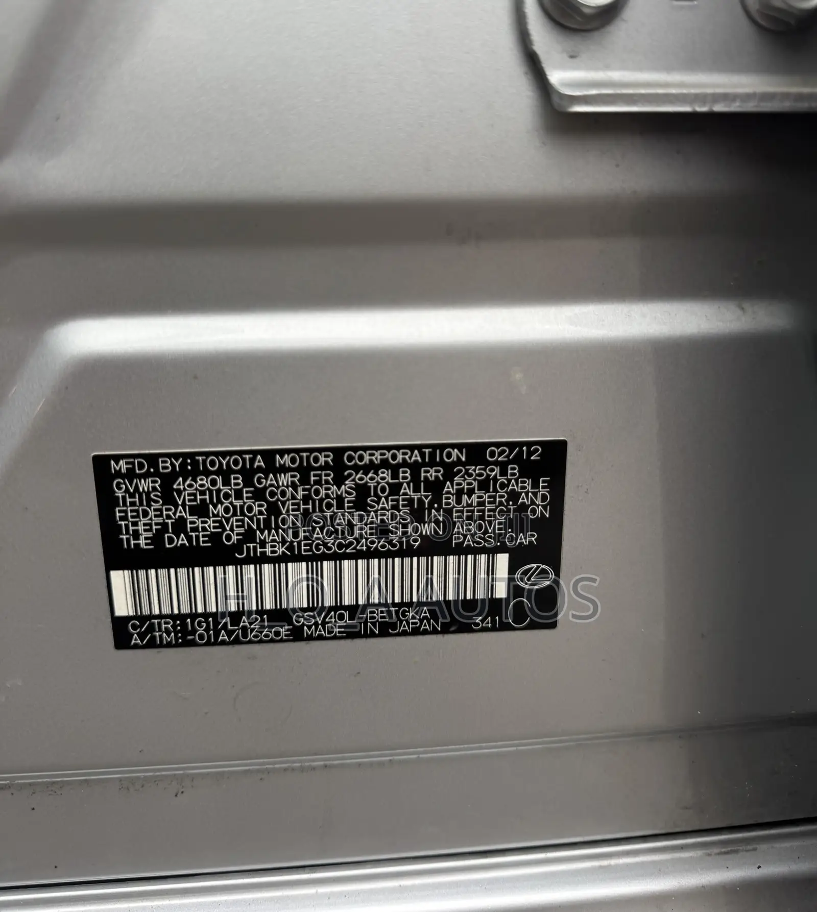 Lexus ES 350 2012 Silver