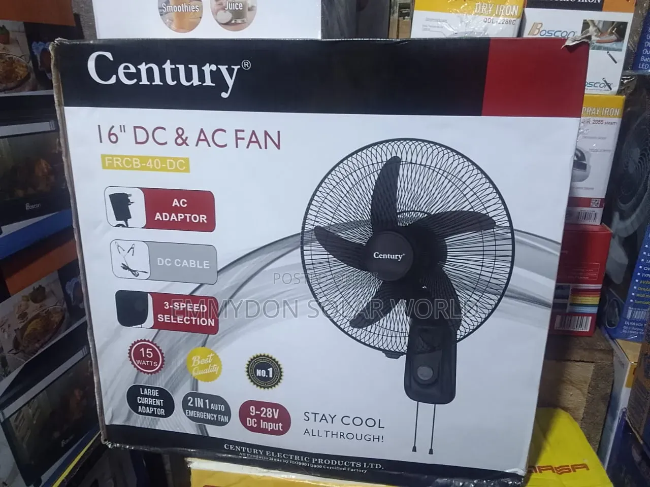 CENTURY Solar AC/DC Fan 16 Inches