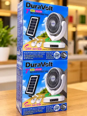 Duravolt 7” 3 in 1 Solar Rechargeable Fan DRF-607SW