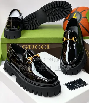 Men’s Black Patent Horsebit Chunky Loafers