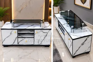 Luxury Marble TV Console With Glass Shelf