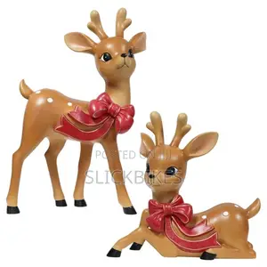 Blow Mold Vintage Deer Indoor/Outdoor Christmas Decoration, Set of 2