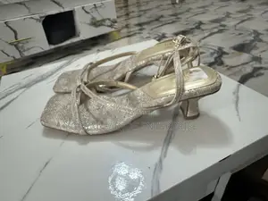 Elegant Champagne Glitter Strappy Heels