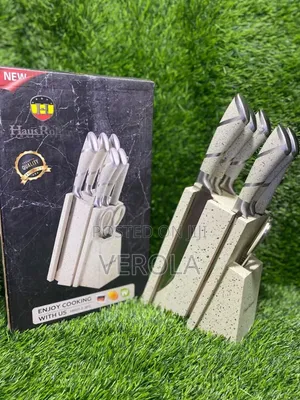 HausRoland Stainless Steel Knife Set With Granite-Style Block Holder