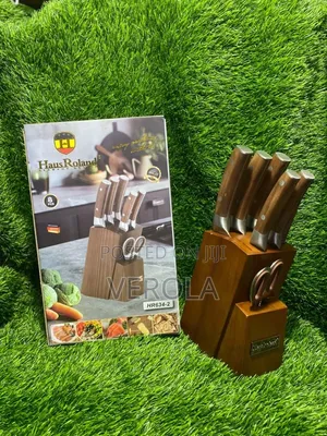 HausRoland 8-Piece Stainless Steel Knife Set withWooden Handle Block