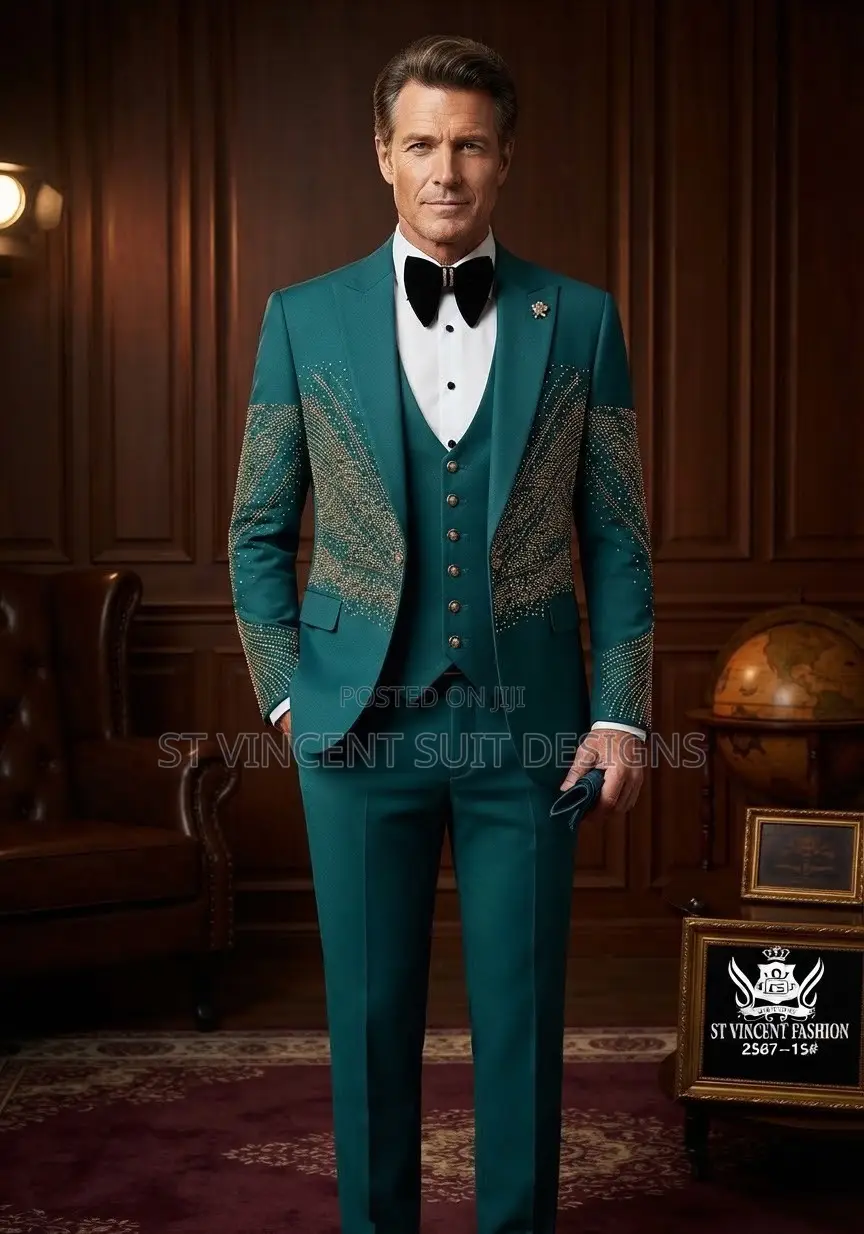 Luxury Green Stone Suit