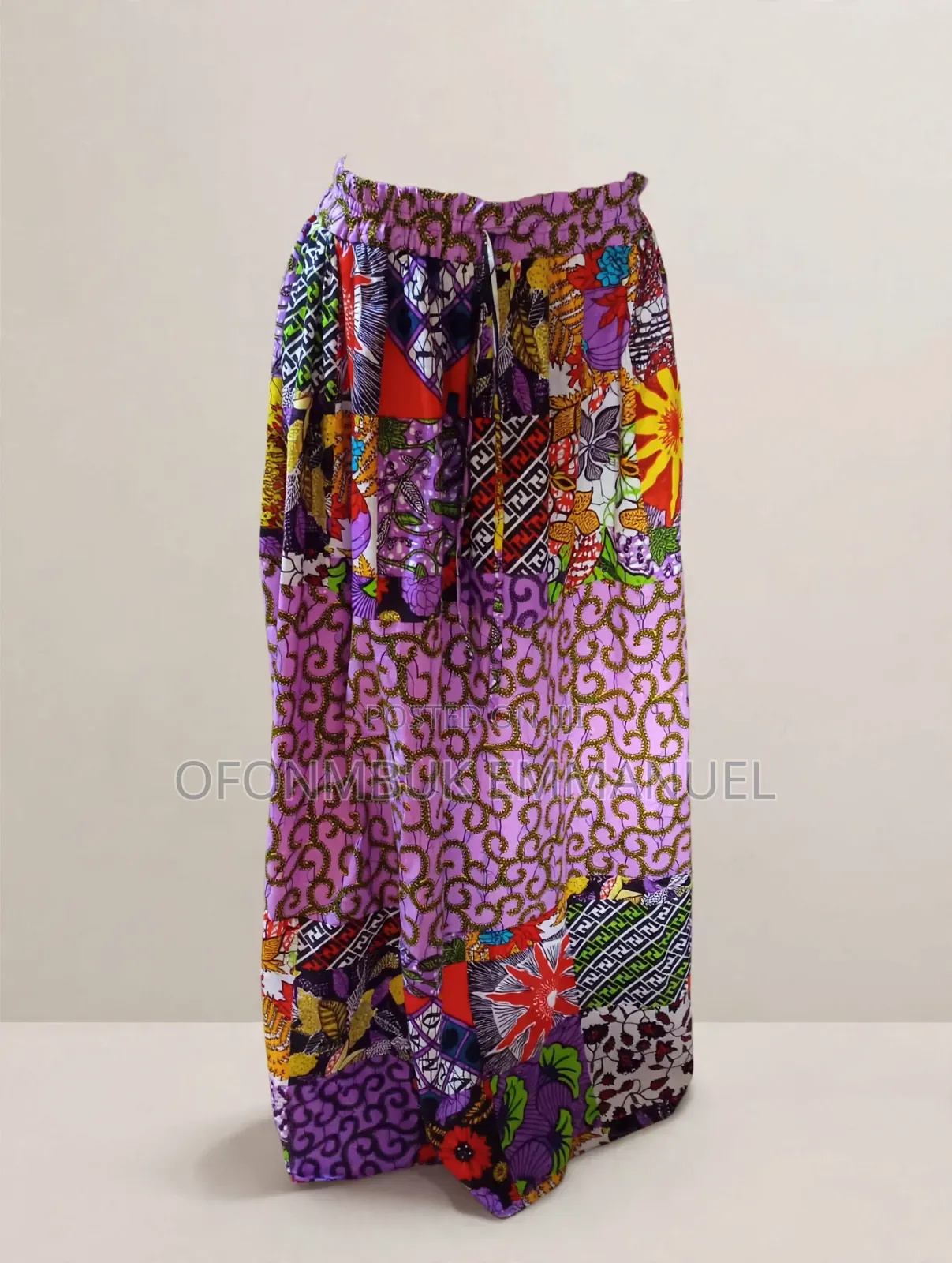 Ankara Patch Maxi Skirt _ Purple
