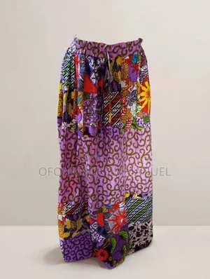 Ankara Patch Maxi Skirt _ Purple