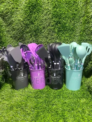 Non-Stick Silicone Cooking Utensil Set With Holder Bucket