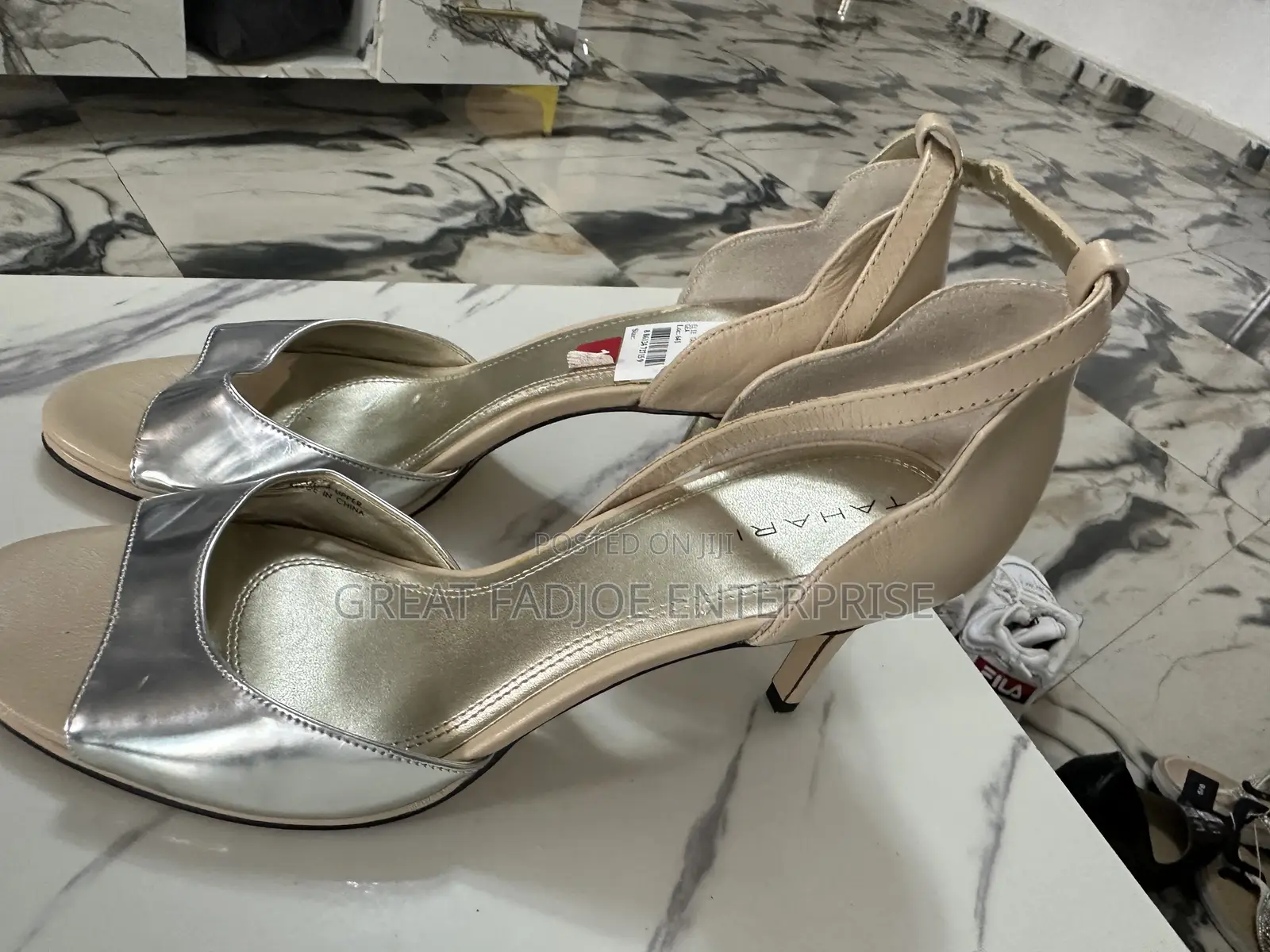 Chic Nude Silver Two-Tone Heels