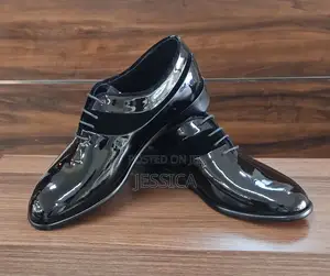 Black Patent Leather With Sued Design