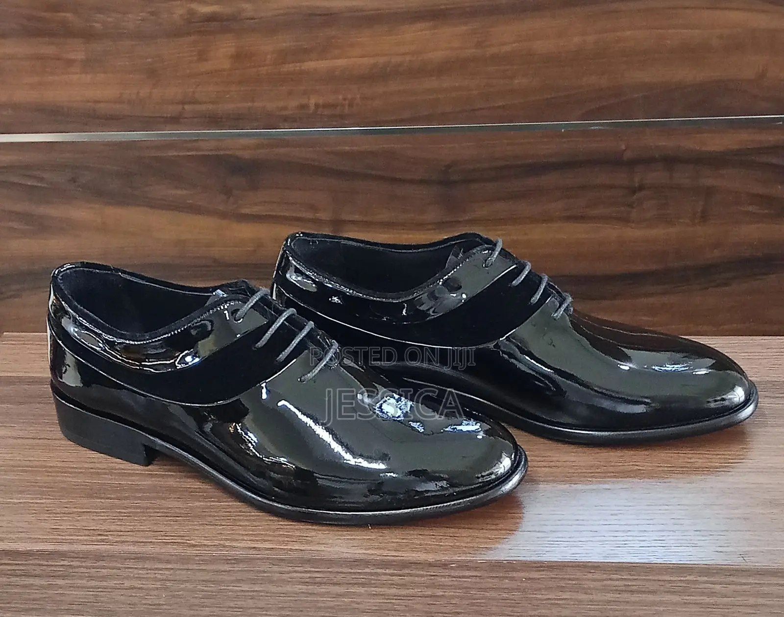 Black Patent Leather With Sued Design