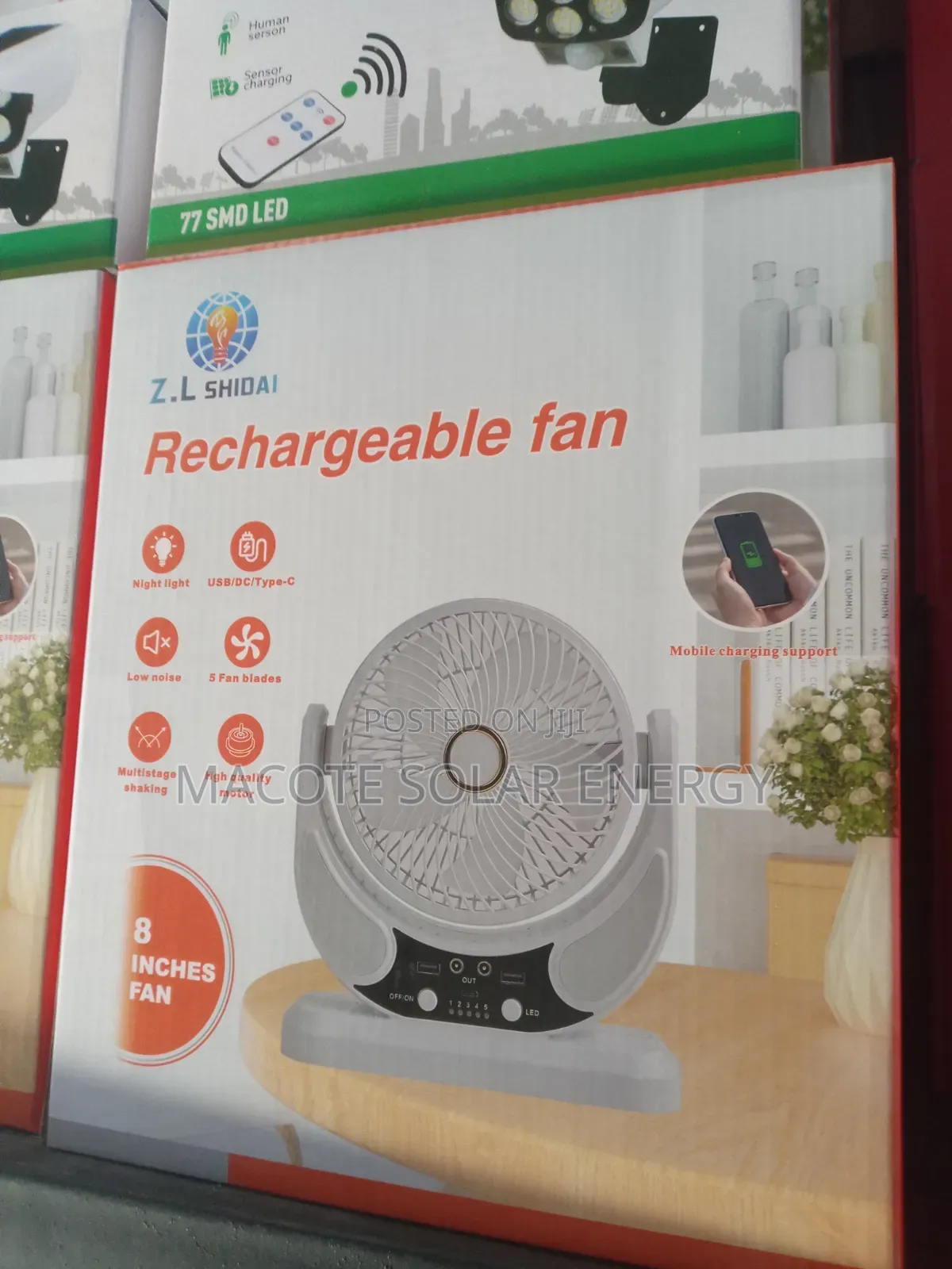 ZL Solar Rechargeable Table Fan