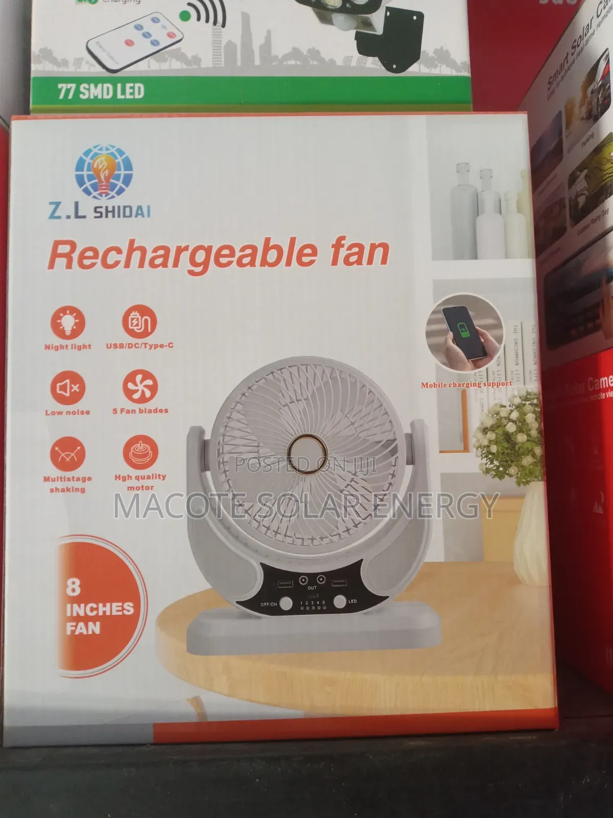 ZL Solar Rechargeable Table Fan