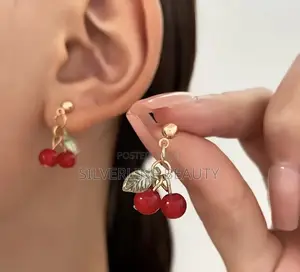 2pcs Set Cherry Necklace and Earrings. Premium Jewelry