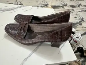 Classic Chocolate Brown Croc-Embossed Loafers