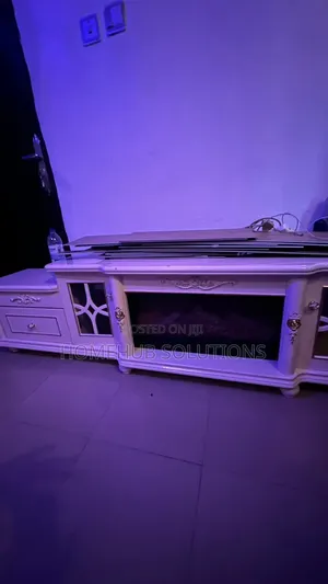 8ft Long Marble TV Stand With Fireplace