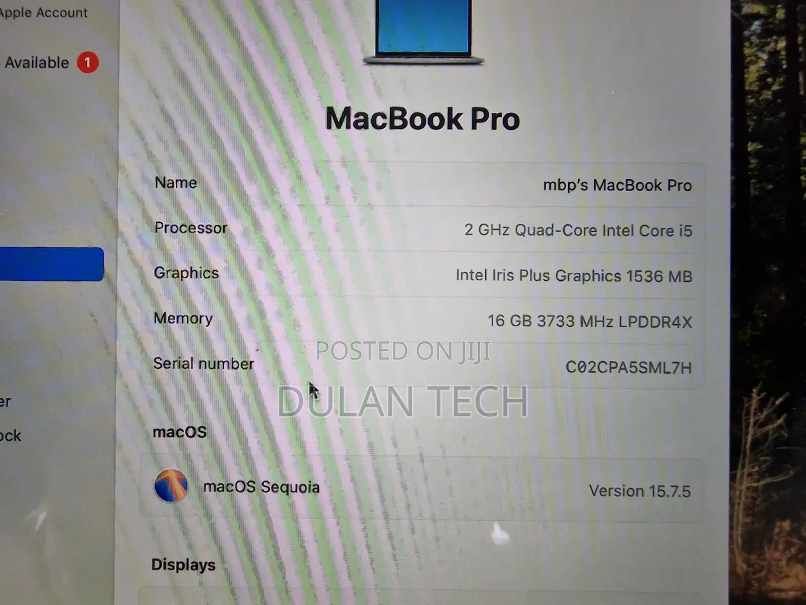 Laptop Apple MacBook Pro 2020 16GB Intel Core i5 SSD 500GB