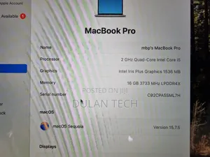 Laptop Apple MacBook Pro 2020 16GB Intel Core i5 SSD 500GB