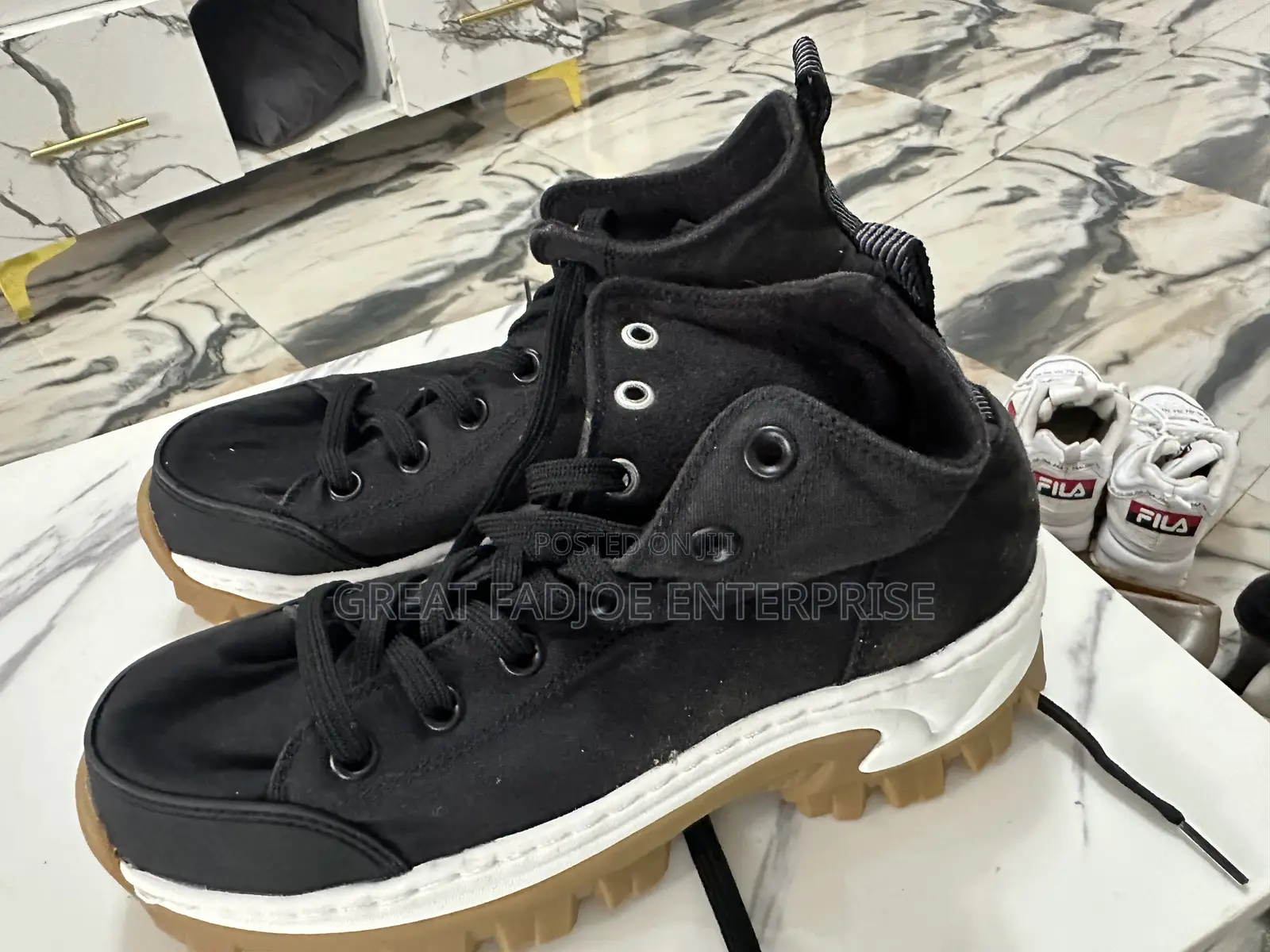 Black Platform High-Top Sneakers