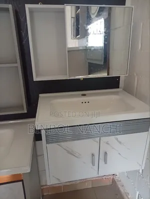 Hanging Cabinet, Standing Cabinet With Mirror and Ceramic Basin