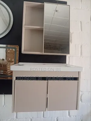 Hanging Cabinet, Standing Cabinet With Mirror and Ceramic Basin
