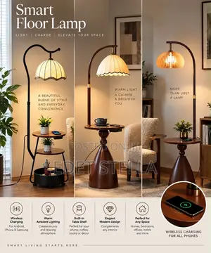Smart Floor Lamp With Table Wireless Charger