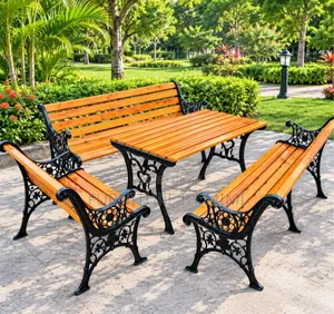 Luxury 4-Piece Outdoor Garden Furniture Set – Cast Iron Solid Wood