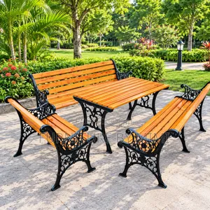 Luxury 4-Piece Outdoor Garden Furniture Set – Cast Iron Solid Wood