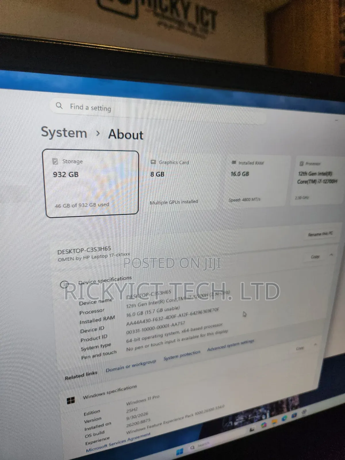 Laptop HP Omen 17 16GB Intel Core i7 SSD 1T