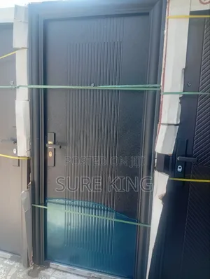 Black Security Door With Glass Panel (Brand New)